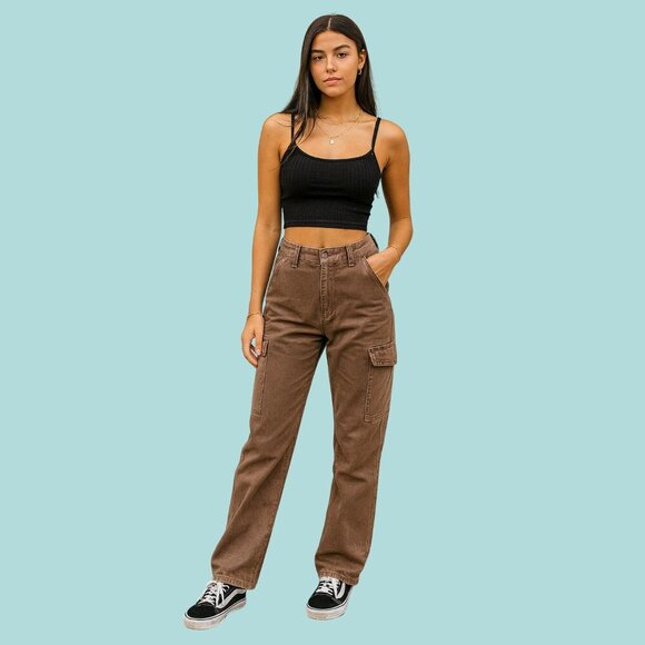 Wilfred Free Brown Cargo Pants Size 6 – High Waist Utility Streetwear - Picture 1 of 10